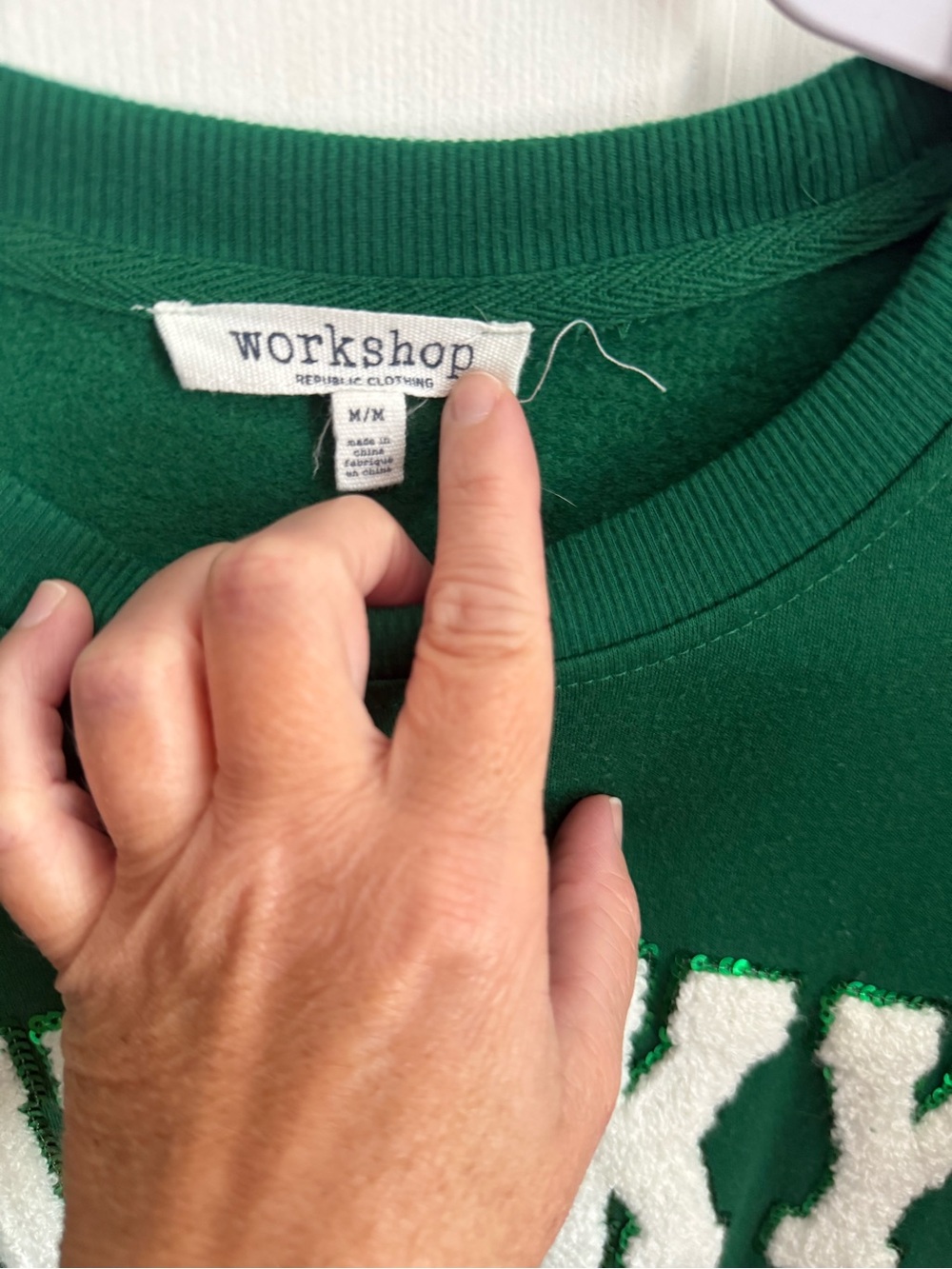 Workshop Republic Clothing Green 'LUCKY' Crewneck Sweater - Picture 3 of 3